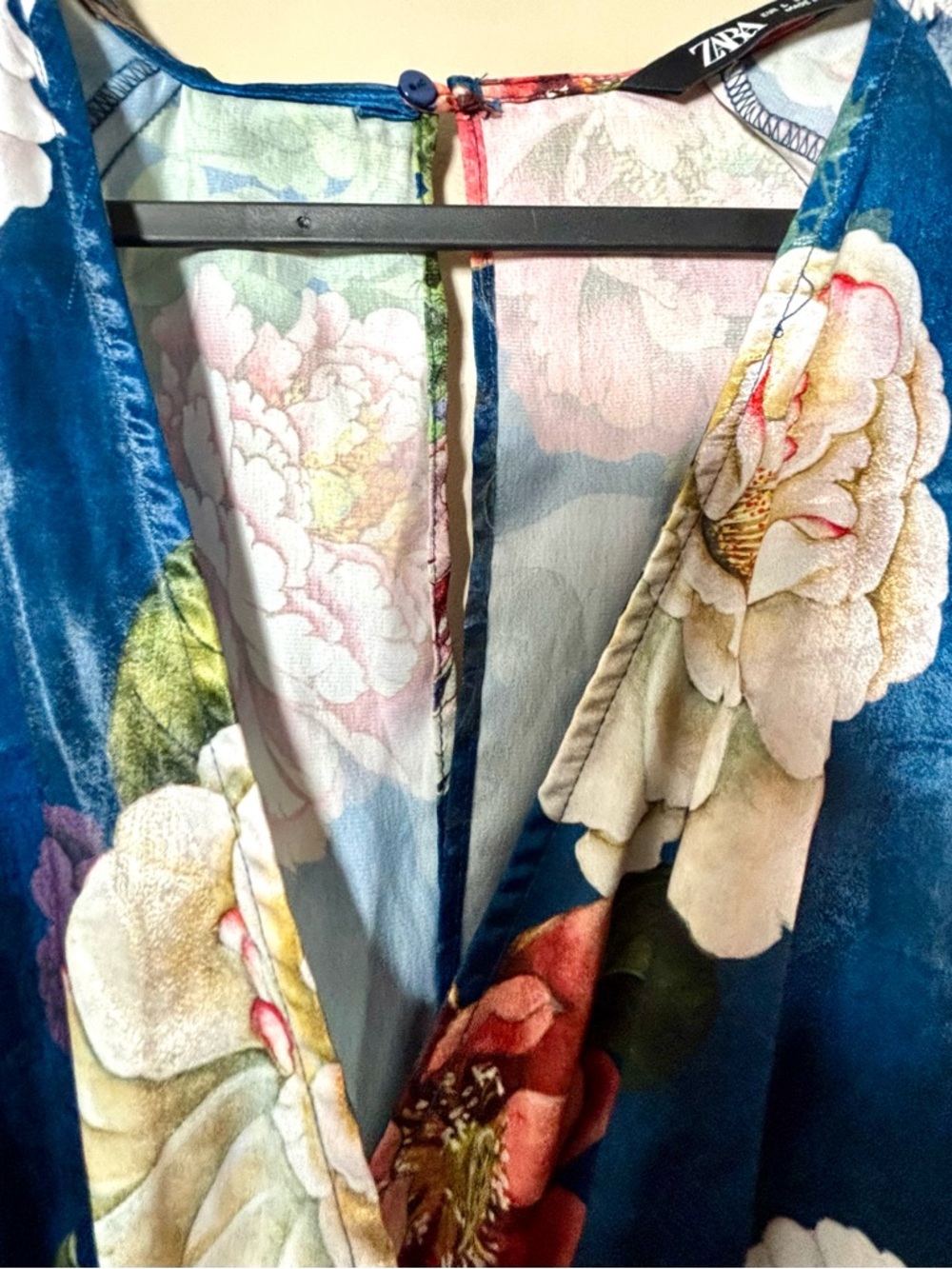 Zara Teal Floral Satin Romper - Picture 11 of 13